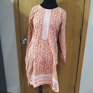 Chic Floral Orange and White Tunic